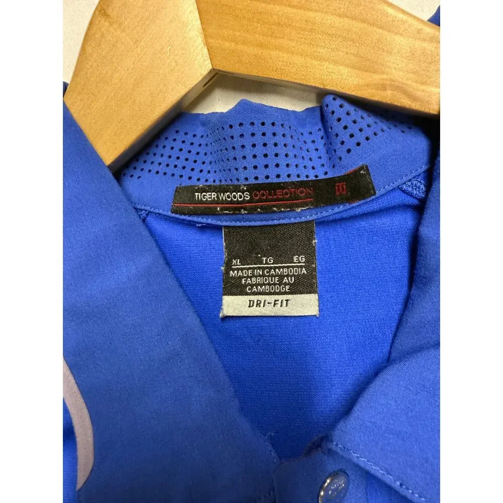 Nike Tiger Woods Collection Golf Polo shirt Men’s size XL Dri-Fit Blue printed